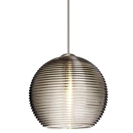 Besa Lighting Kristall 6 Cord Pendant, Smoke, Satin Nickel Finish, 1x5W LED 1XT-461502-LED-SN